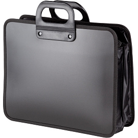 Папка-портфель пластиковая/нейлоновая Комус А4 черная (39x31.5 см, 3 отделения)