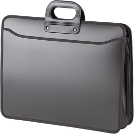 Портфель-картотека пластиковая Комус А3 черная (47x38 см, 3 отделения)