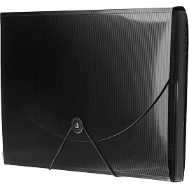 Портфель-картотека пластиковая Комус А4 черная (30.3x3.5x21.6 см, 12 отделений)