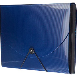 Портфель-картотека пластиковая Комус А4 синяя (30.3x3.5x21.6 см, 12 отделений)