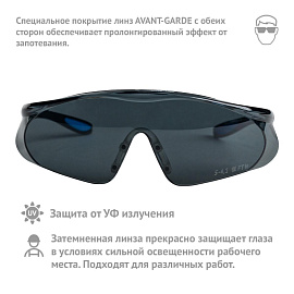 Очки защитные открытые универсальные Ампаро Гелиос затемненные серые (1114)
