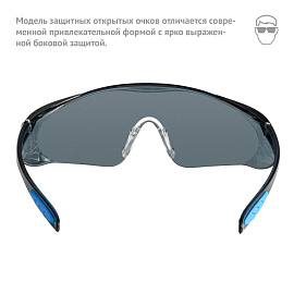 Очки защитные открытые универсальные Ампаро Гелиос затемненные серые (1114)