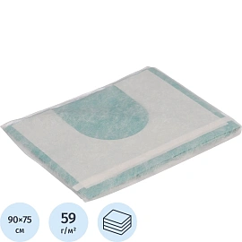 Простыня одноразовая Каптель стерильная ламинированная в сложении с адгезивным краем 90x75 см зелёная