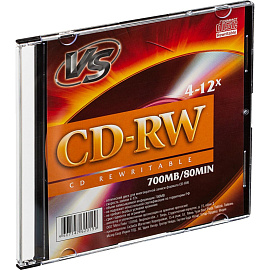Диск CD-RW VS 0.7 ГБ 4x -12x slim box VSCDRWSL501 (5 штук в упаковке)