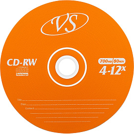 Диск CD-RW VS 0.7 ГБ 4x -12x slim box VSCDRWSL501 (5 штук в упаковке)
