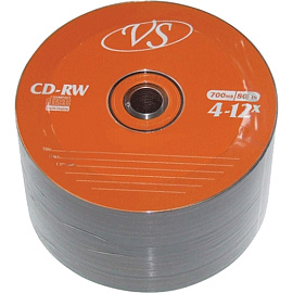 Диск CD-RW VS 0,7 GB 12x (50 штук в упаковке)