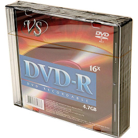 Диск DVD-R VS 4.7 ГБ 16x slim box VSDVDRSL501 (5 штук в упаковке) фото Диск DVD-R VS 4.7 ГБ 16x slim box VSDVDRSL501 (5 штук в упаковке)