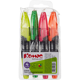 Набор текстовыделителей Комус (толщина линии 1-4 мм, 4 цвета)
