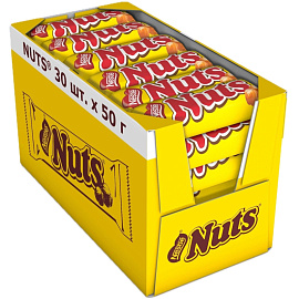 Шоколадные батончики Nuts (30 штук по 50 г) фото Шоколадные батончики Nuts (30 штук по 50 г)