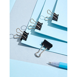 Зажимы для бумаг Комус 19 мм черные (12 штук в упаковке)