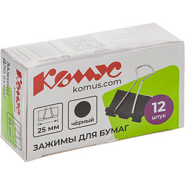 Зажимы для бумаг Комус 25 мм черные (12 штук в упаковке) фото Зажимы для бумаг Комус 25 мм черные (12 штук в упаковке)