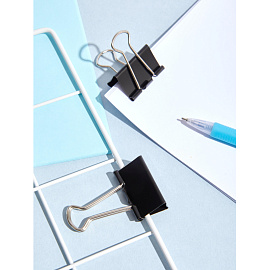 Зажимы для бумаг Комус 32 мм черные (12 штук в упаковке)