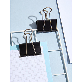 Зажимы для бумаг Комус 41 мм черные (12 штук в упаковке)