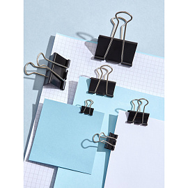 Зажимы для бумаг Комус 41 мм черные (12 штук в упаковке)