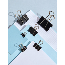 Зажимы для бумаг Комус 41 мм черные (12 штук в упаковке)