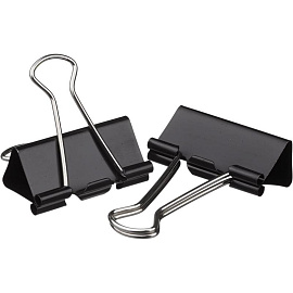 Зажимы для бумаг Комус 41 мм черные (12 штук в упаковке)