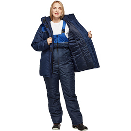 Куртка рабочая зимняя женская Снежана синяя/васильковая из ткани таслан (размер 52-54, рост 158-164)