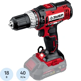 Дрель-шуруповерт аккумуляторная ЗУБР 18В, 40Нм, без АКБ (ДШЛ-185)