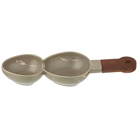 Менажница с деревянной ручкой Lefard Золотой Мрамор серая