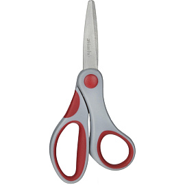 Ножницы 130 мм Attache с пластиковыми прорезиненными ручками серого/красного цвета