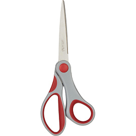 Ножницы 180 мм Attache с пластиковыми прорезиненными анатомическими ручками серого/красного цвета фото Ножницы 180 мм Attache с пластиковыми прорезиненными анатомическими ручками серого/красного цвета