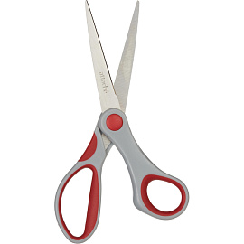Ножницы 180 мм Attache с пластиковыми прорезиненными анатомическими ручками серого/красного цвета фото Ножницы 180 мм Attache с пластиковыми прорезиненными анатомическими ручками серого/красного цвета