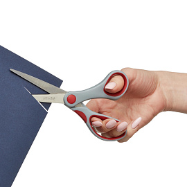 Ножницы 180 мм Attache с пластиковыми прорезиненными анатомическими ручками серого/красного цвета фото Ножницы 180 мм Attache с пластиковыми прорезиненными анатомическими ручками серого/красного цвета