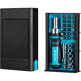 Отвёртка реверсивная TOPFORT с набором бит и торцевыми головками (25 предметов, 569225)