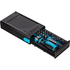 Отвёртка реверсивная TOPFORT с набором бит и торцевыми головками (25 предметов, 569225)