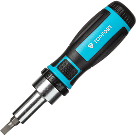 Отвёртка реверсивная TOPFORT с набором бит и торцевыми головками (25 предметов, 569225)