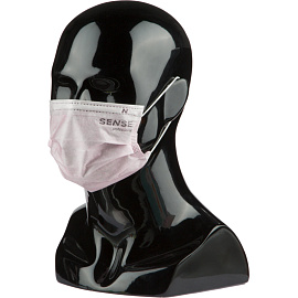 Маска медицинская одноразовая Sense трехслойная розовая (50 штук в упаковке)