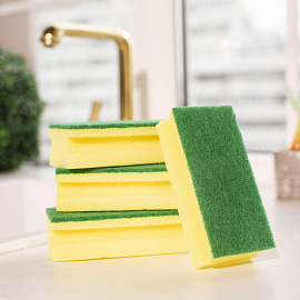 Губка для уборки Luscan Professional поролон 15x7 см с абразивным слоем (4 штуки в упаковке)