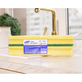 Губка для уборки Luscan Professional поролон 15x7 см с абразивным слоем (4 штуки в упаковке)