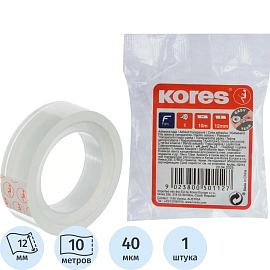 Клейкая лента канцелярская Kores прозрачная 12 мм x 10 м