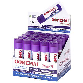 Клей-карандаш ОФИСМАГ 15 г, обесцвечивающийся после высыхания, 225963