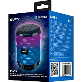 Портативная акустика Sven PS-55 чёрная с подсветкой (SV-021146)