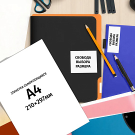 Этикетки самоклеящиеся Комус (ProMega Label) Premium А4 210х297 мм 1 штука на листе белые (100 листов в упаковке)