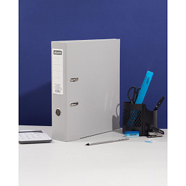 Папка-регистратор Attache 75 мм серая бумвинил/бумага с защитным уголком