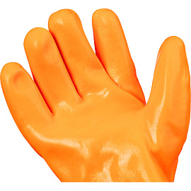 Перчатки рабочие утеплённые хлопковые с ПВХ покрытием оранжевые (размер 11, XXL)