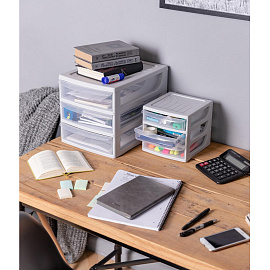 Бокс с выдвижными лотками Econova 3 лотка серый/бесцветный (433224030)