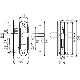 Замок врезной Птимаш ЗВ9-4.08 медный