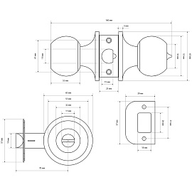 Защелка кноб Стандарт 607 ET AB бронзовый