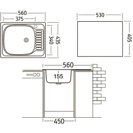 Мойка врезная Юкинокс Классика CLM560.435---5K 1R