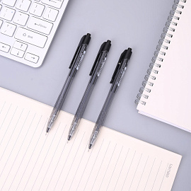 Ручка шариковая автоматическая Deli Arrow черная (толщина линии 0.35 мм)