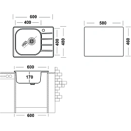 Мойка врезная Юкинокс Гранд GRM600.480-GT6K 2L