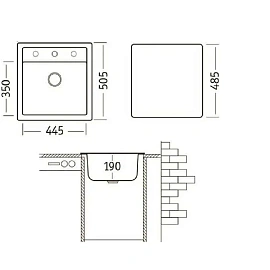 Мойка врезная Юкинокс Dvina-10, с сифоном, Черный