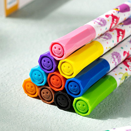 Фломастеры Deli Super Washable Marker 24 цвета с вентилируемыми колпачками смываемые утолщённые