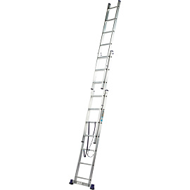 Лестница универсальная TOPFORT алюминиевая трехсекционная 3x7 ступеней