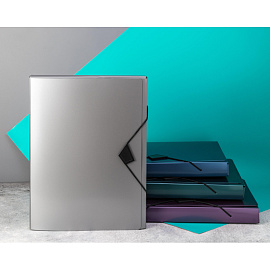 Папка на резинках Attache Metallics А4 34 мм пластиковая до 200 листов серая (толщина обложки 0.8 мм)