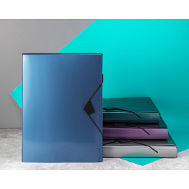 Папка на резинках Attache Metallics А4 40 мм пластиковая до 200 листов синяя (толщина обложки 0.8 мм)